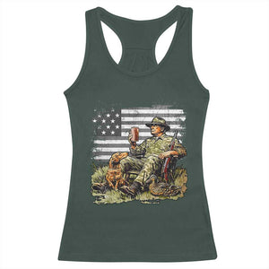 Trump Hunting Racerback Tank Top American Flag Beer Drinking Chillin TS09 Dark Forest Green Print Your Wear