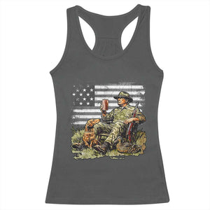 Trump Hunting Racerback Tank Top American Flag Beer Drinking Chillin TS09 Dark Heather Print Your Wear