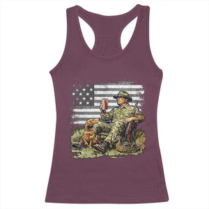 Trump Hunting Racerback Tank Top American Flag Beer Drinking Chillin TS09 Maroon Print Your Wear