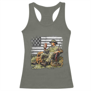 Trump Hunting Racerback Tank Top American Flag Beer Drinking Chillin TS09 Military Green Print Your Wear