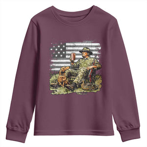 Trump Hunting Youth Sweatshirt American Flag Beer Drinking Chillin TS09 Maroon Print Your Wear