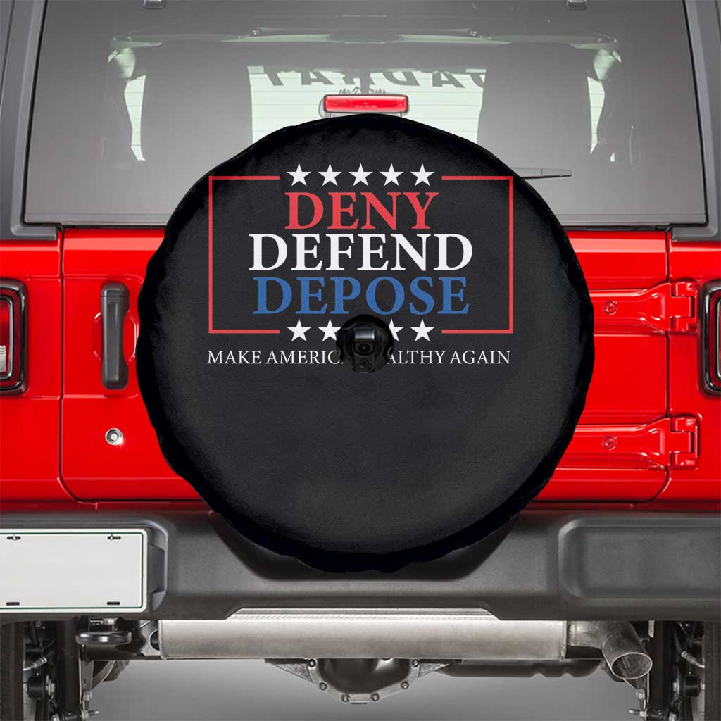 Deny Defend Depose Spare Tire Cover Make America Healthy Again TS09 Black Print Your Wear