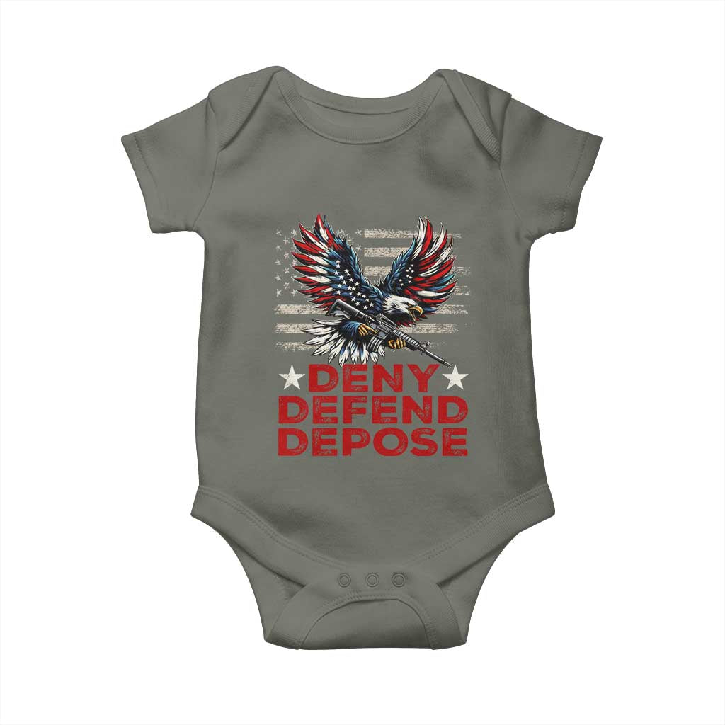 Deny Defend Depose Baby Onesie Eagle American Flag TS09 Military Green Print Your Wear