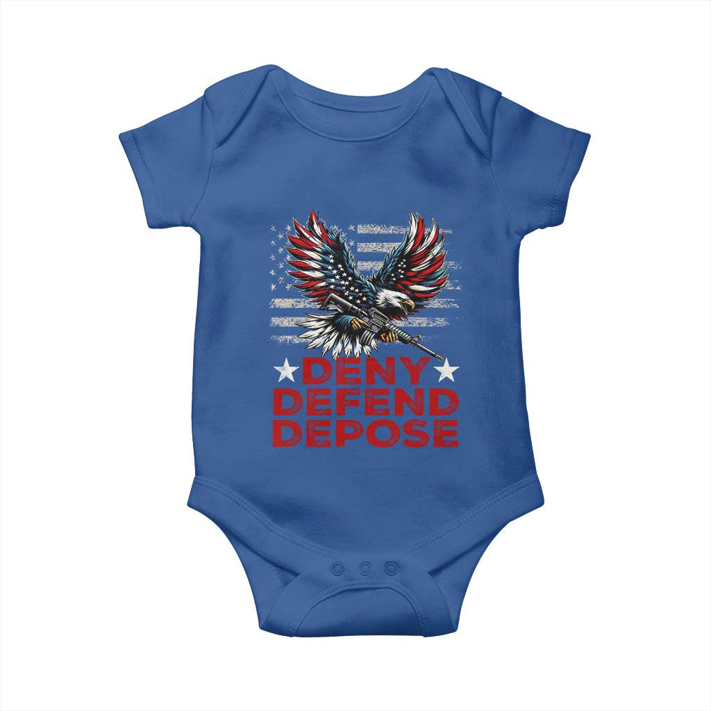 Deny Defend Depose Baby Onesie Eagle American Flag TS09 Royal Blue Print Your Wear
