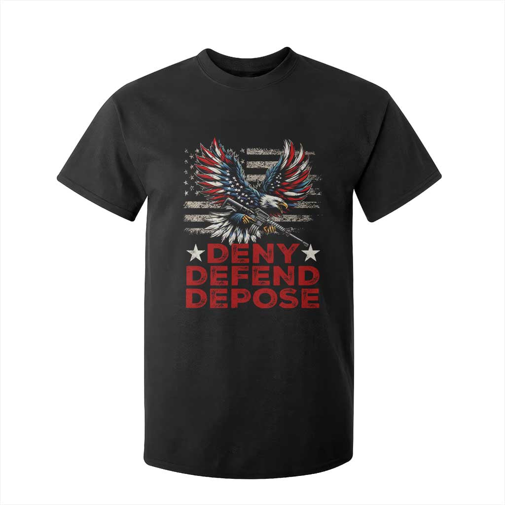 Deny Defend Depose T Shirt For Kid Eagle American Flag TS09 Black Print Your Wear