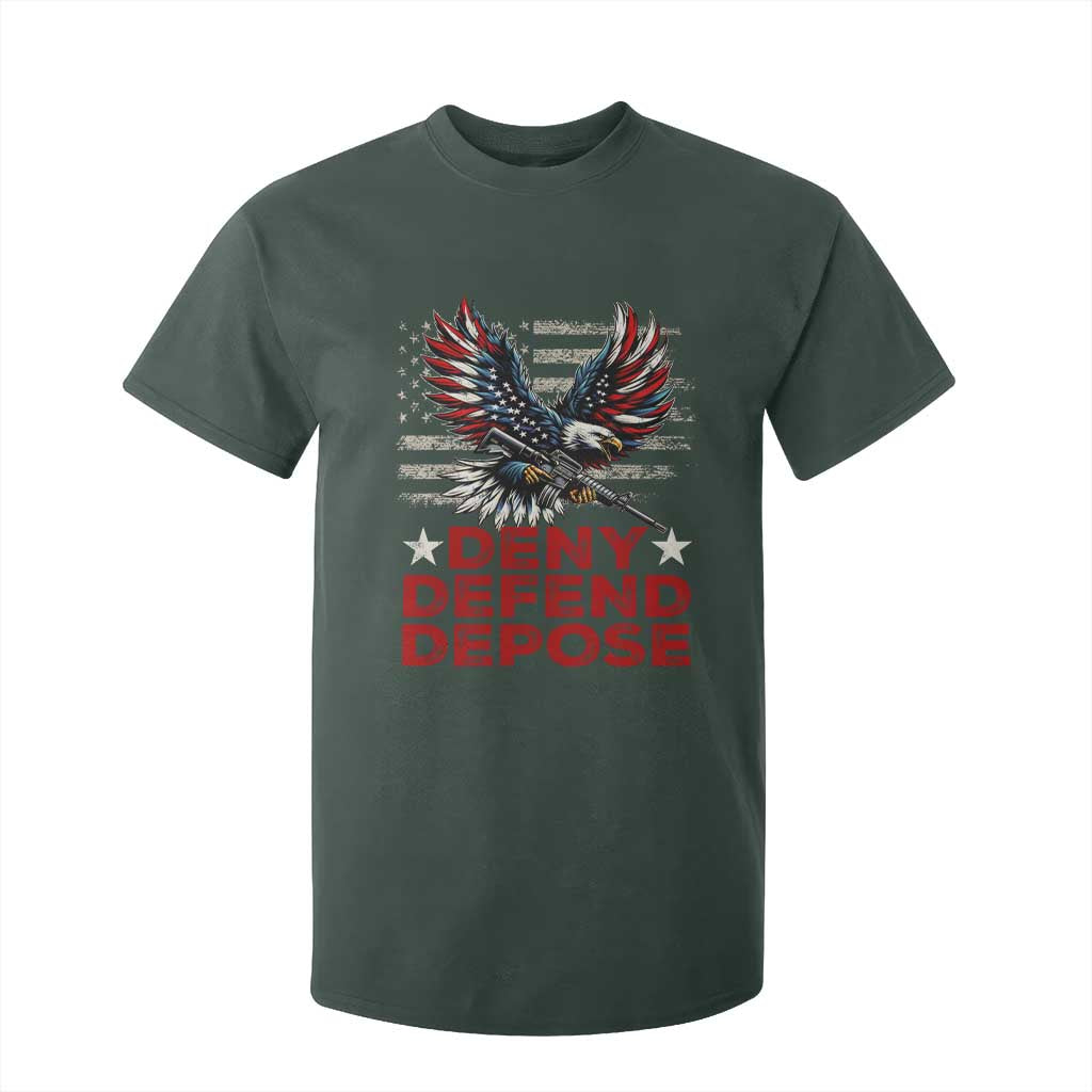 Deny Defend Depose T Shirt For Kid Eagle American Flag TS09 Dark Forest Green Print Your Wear