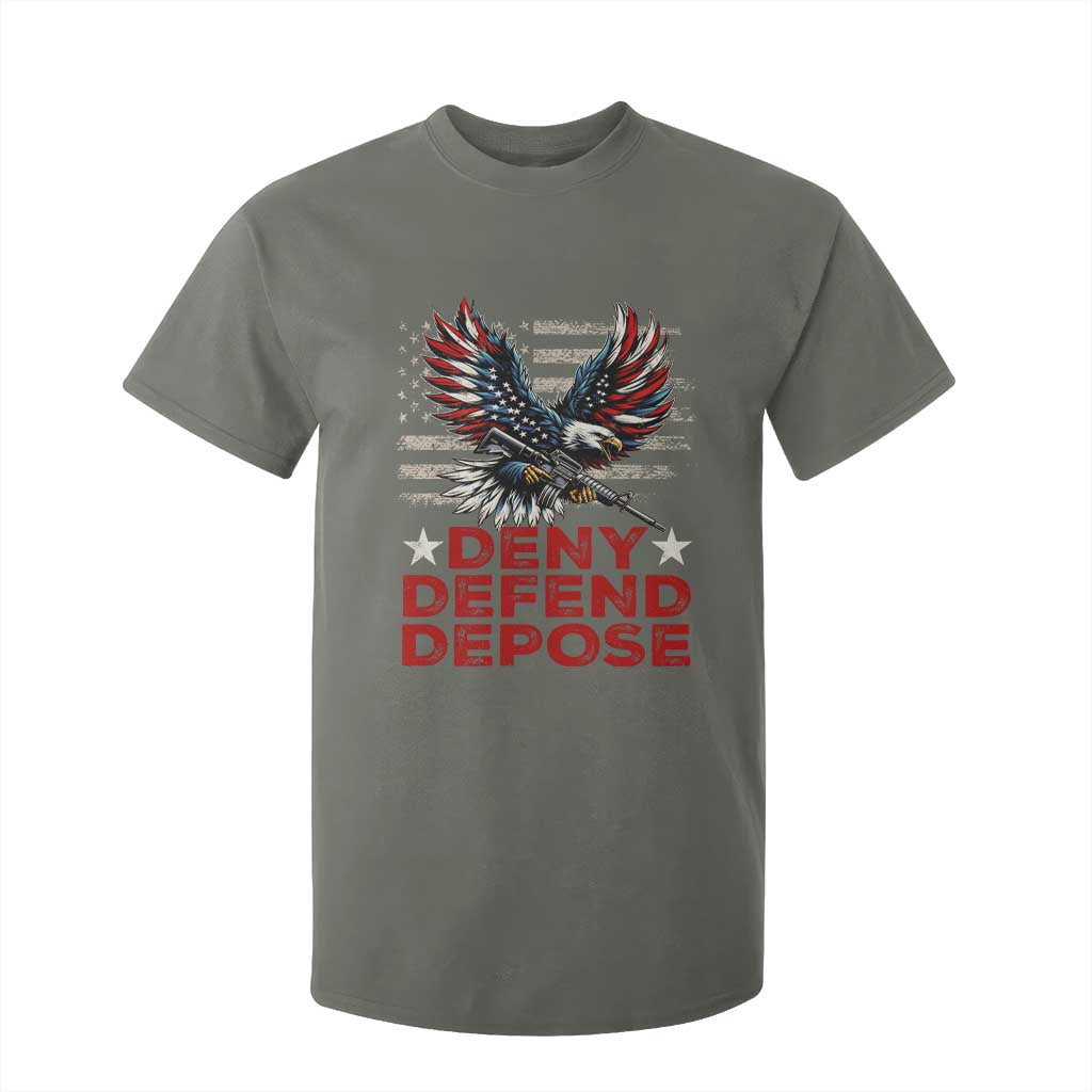 Deny Defend Depose T Shirt For Kid Eagle American Flag TS09 Military Green Print Your Wear