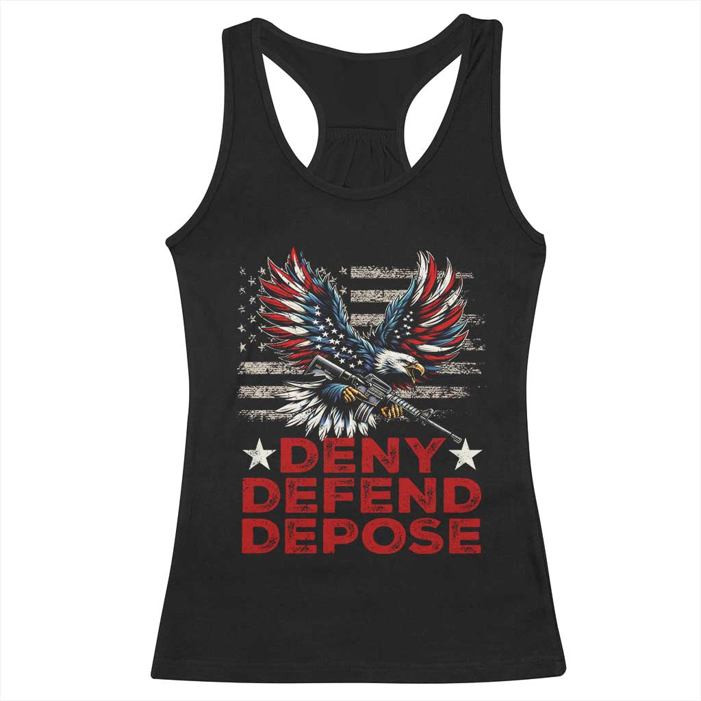 Deny Defend Depose Racerback Tank Top Eagle American Flag TS09 Black Print Your Wear