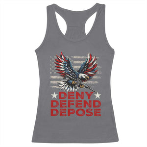 Deny Defend Depose Racerback Tank Top Eagle American Flag TS09 Charcoal Print Your Wear
