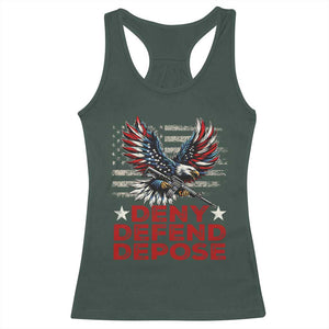 Deny Defend Depose Racerback Tank Top Eagle American Flag TS09 Dark Forest Green Print Your Wear