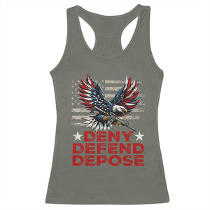 Deny Defend Depose Racerback Tank Top Eagle American Flag TS09 Military Green Print Your Wear