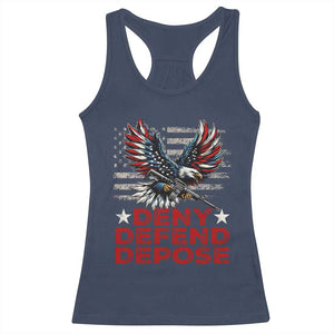 Deny Defend Depose Racerback Tank Top Eagle American Flag TS09 Navy Print Your Wear
