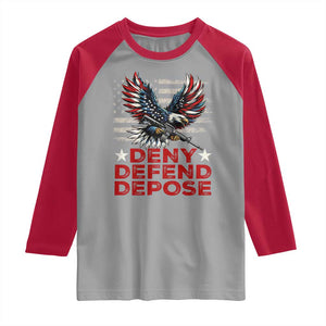 Deny Defend Depose Raglan Shirt Eagle American Flag TS09 Sport Gray Red Print Your Wear
