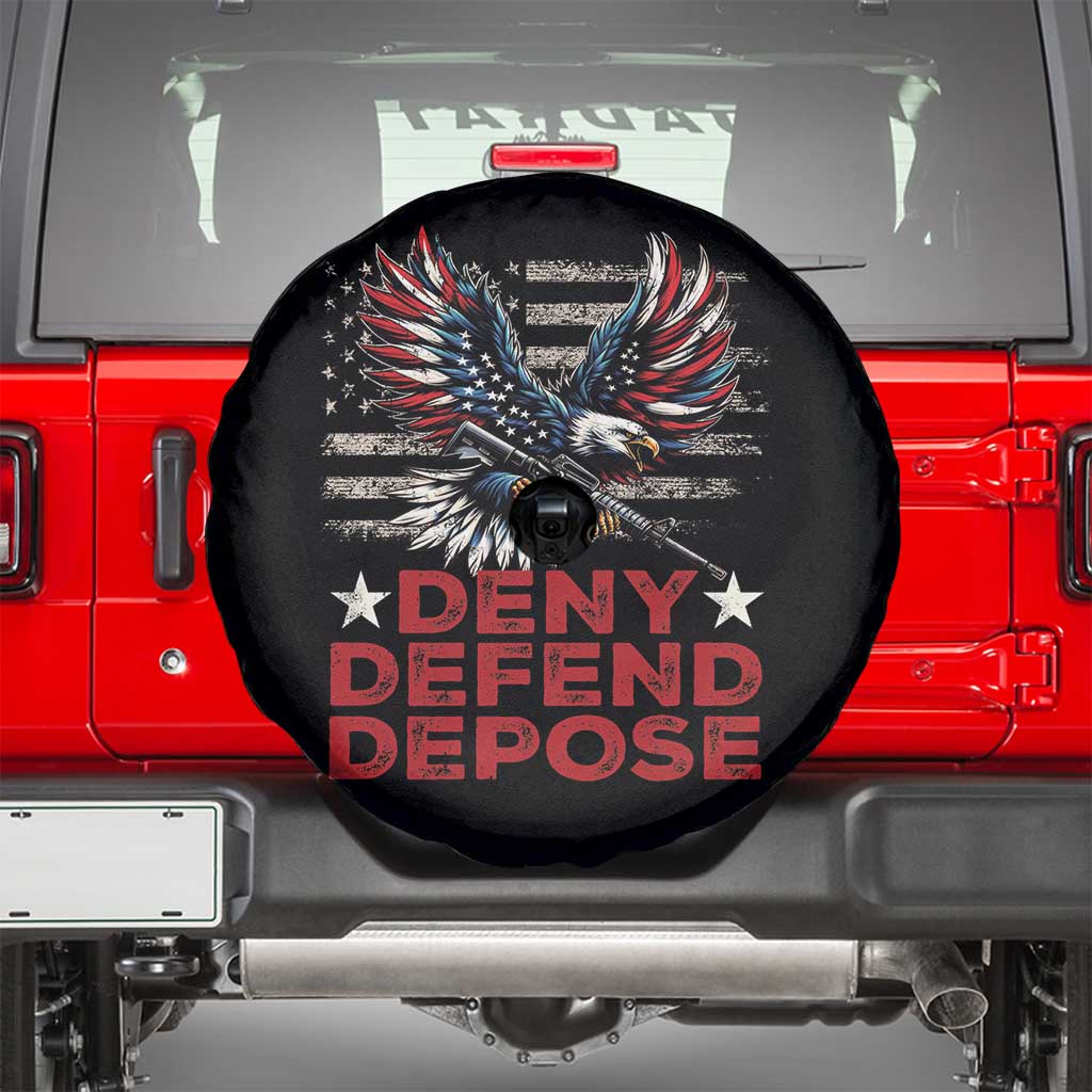 Deny Defend Depose Spare Tire Cover Eagle American Flag TS09 Black Print Your Wear