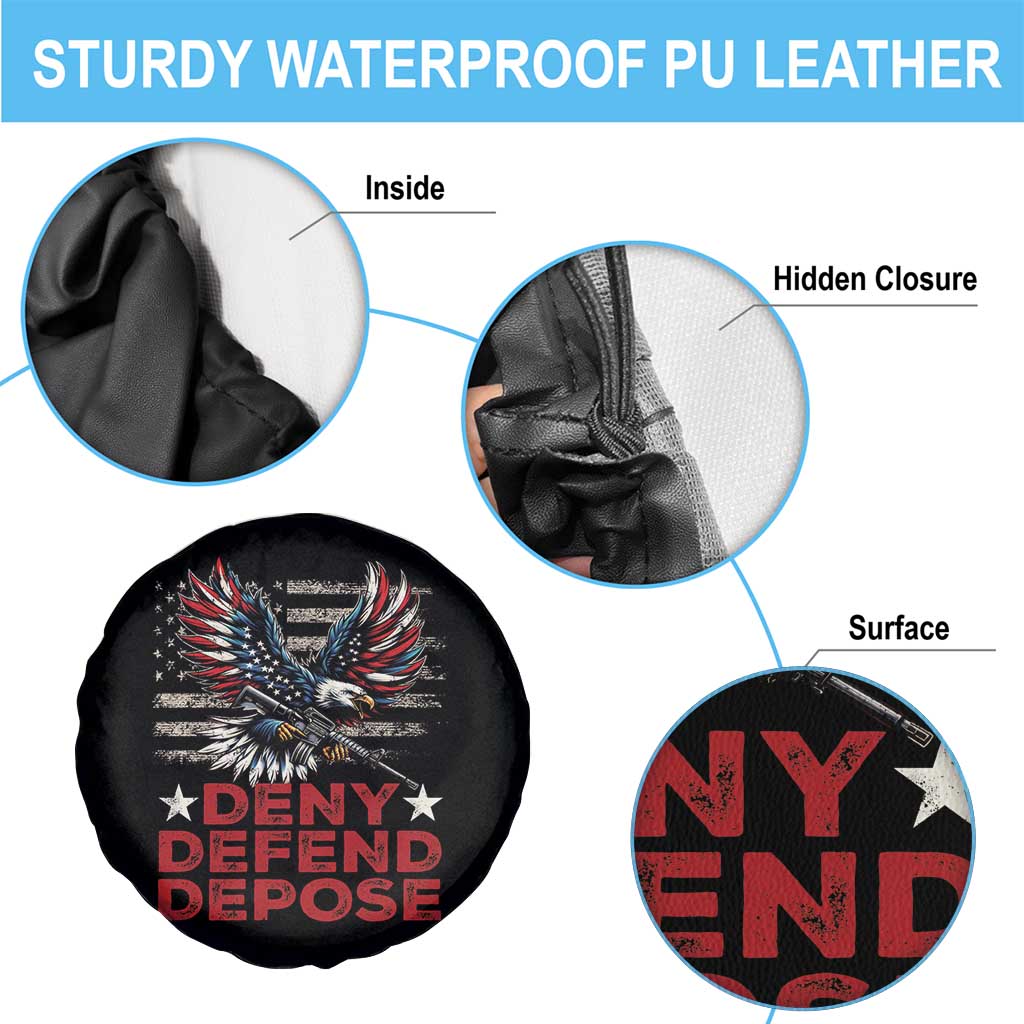 Deny Defend Depose Spare Tire Cover Eagle American Flag TS09 Print Your Wear