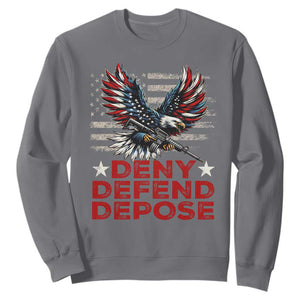 Deny Defend Depose Sweatshirt Eagle American Flag TS09 Charcoal Print Your Wear