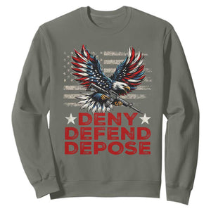 Deny Defend Depose Sweatshirt Eagle American Flag TS09 Military Green Print Your Wear
