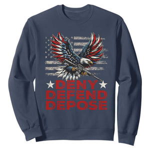 Deny Defend Depose Sweatshirt Eagle American Flag TS09 Navy Print Your Wear