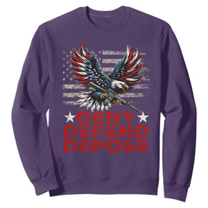 Deny Defend Depose Sweatshirt Eagle American Flag TS09 Purple Print Your Wear