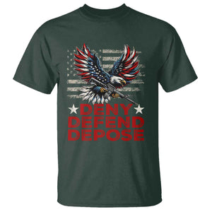 Deny Defend Depose T Shirt Eagle American Flag TS09 Dark Forest Green Print Your Wear