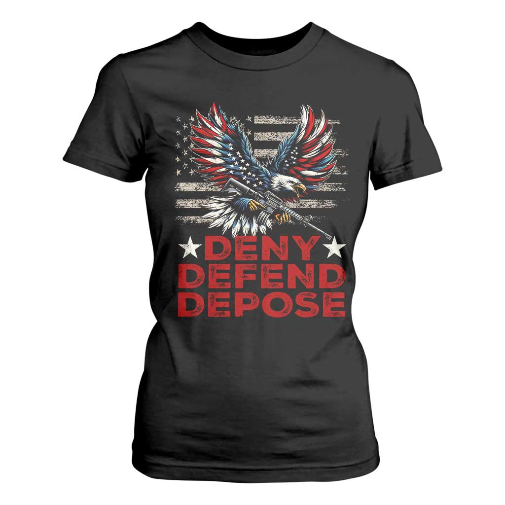 Deny Defend Depose T Shirt For Women Eagle American Flag TS09 Black Print Your Wear