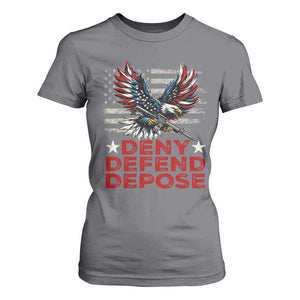 Deny Defend Depose T Shirt For Women Eagle American Flag TS09 Charcoal Print Your Wear