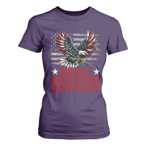Deny Defend Depose T Shirt For Women Eagle American Flag TS09 Purple Print Your Wear