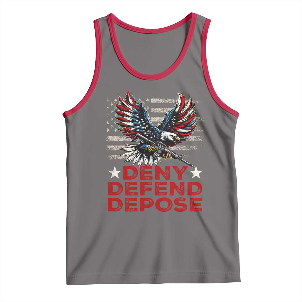 Deny Defend Depose Tank Top Eagle American Flag TS09 Deep Heather Red Print Your Wear