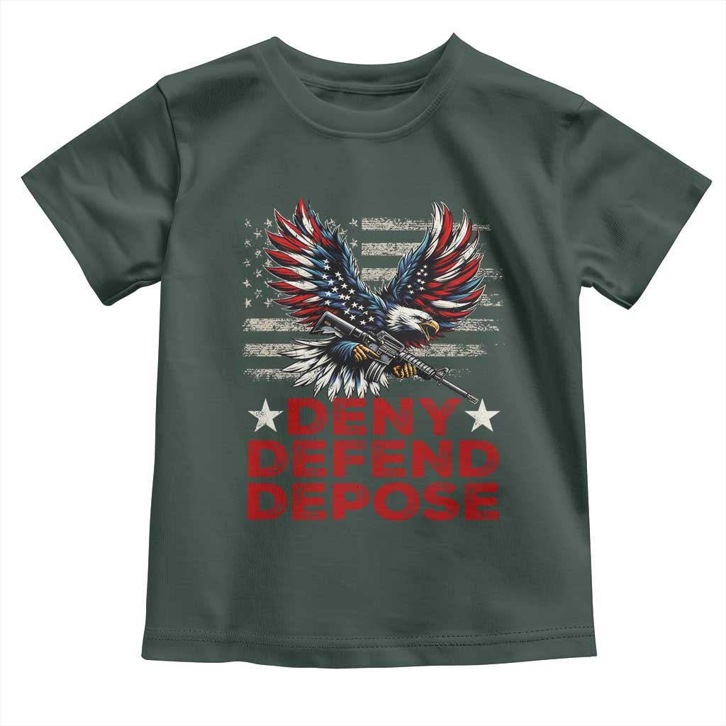 Deny Defend Depose Toddler T Shirt Eagle American Flag TS09 Dark Forest Green Print Your Wear