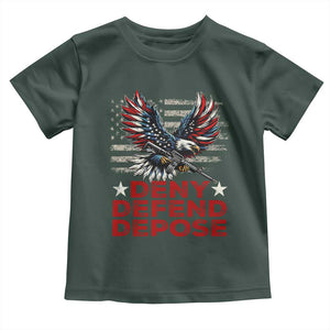 Deny Defend Depose Toddler T Shirt Eagle American Flag TS09 Dark Forest Green Print Your Wear