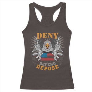 Deny Defend Depose Racerback Tank Top American Eagle Gun TS09 Dark Chocolate Print Your Wear