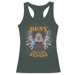Deny Defend Depose Racerback Tank Top American Eagle Gun TS09 Dark Forest Green Print Your Wear