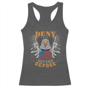 Deny Defend Depose Racerback Tank Top American Eagle Gun TS09 Dark Heather Print Your Wear