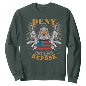 Deny Defend Depose Sweatshirt American Eagle Gun TS09 Dark Forest Green Print Your Wear