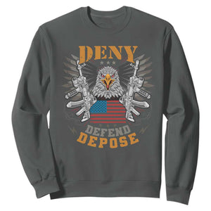 Deny Defend Depose Sweatshirt American Eagle Gun TS09 Dark Heather Print Your Wear