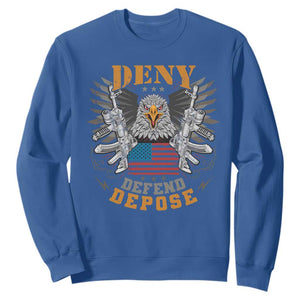 Deny Defend Depose Sweatshirt American Eagle Gun TS09 Royal Blue Print Your Wear
