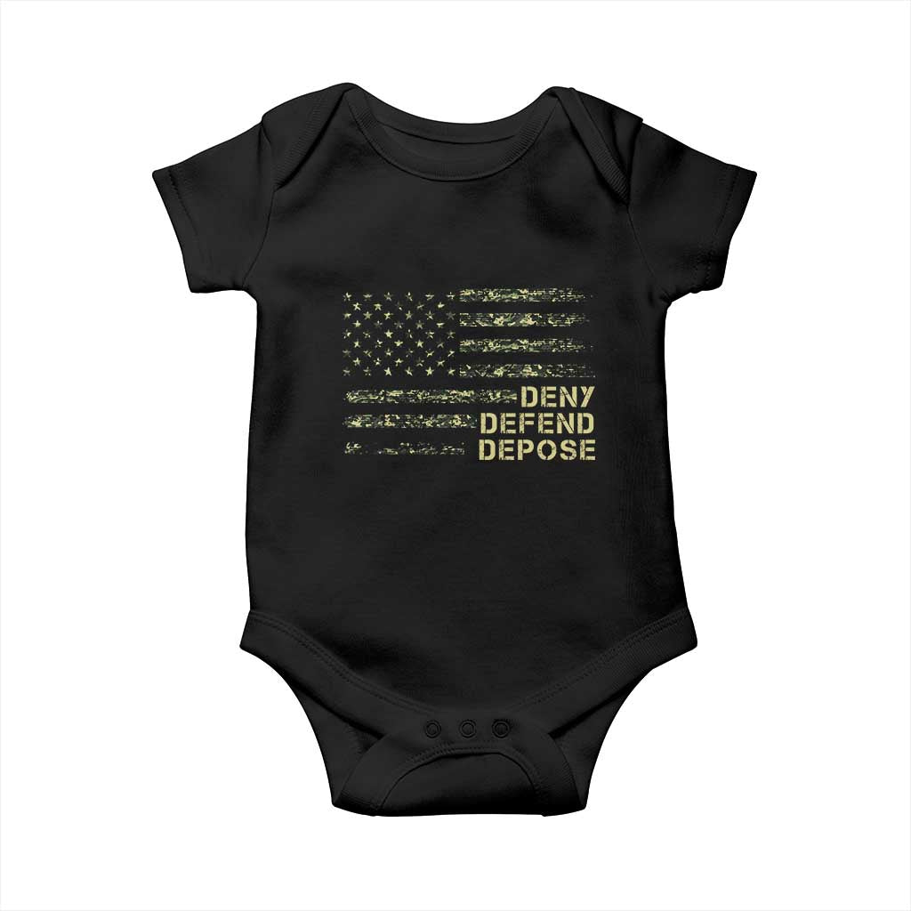 Deny Defend Depose Baby Onesie Camo American Flag TS09 Black Print Your Wear