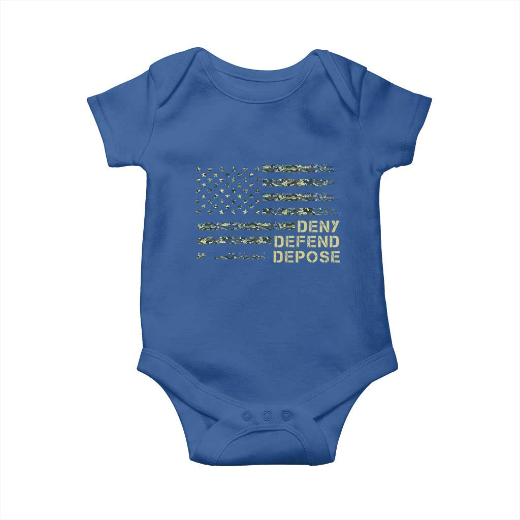 Deny Defend Depose Baby Onesie Camo American Flag TS09 Royal Blue Print Your Wear