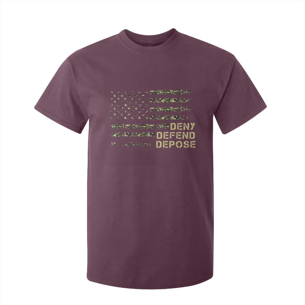 Deny Defend Depose T Shirt For Kid Camo American Flag TS09 Maroon Print Your Wear