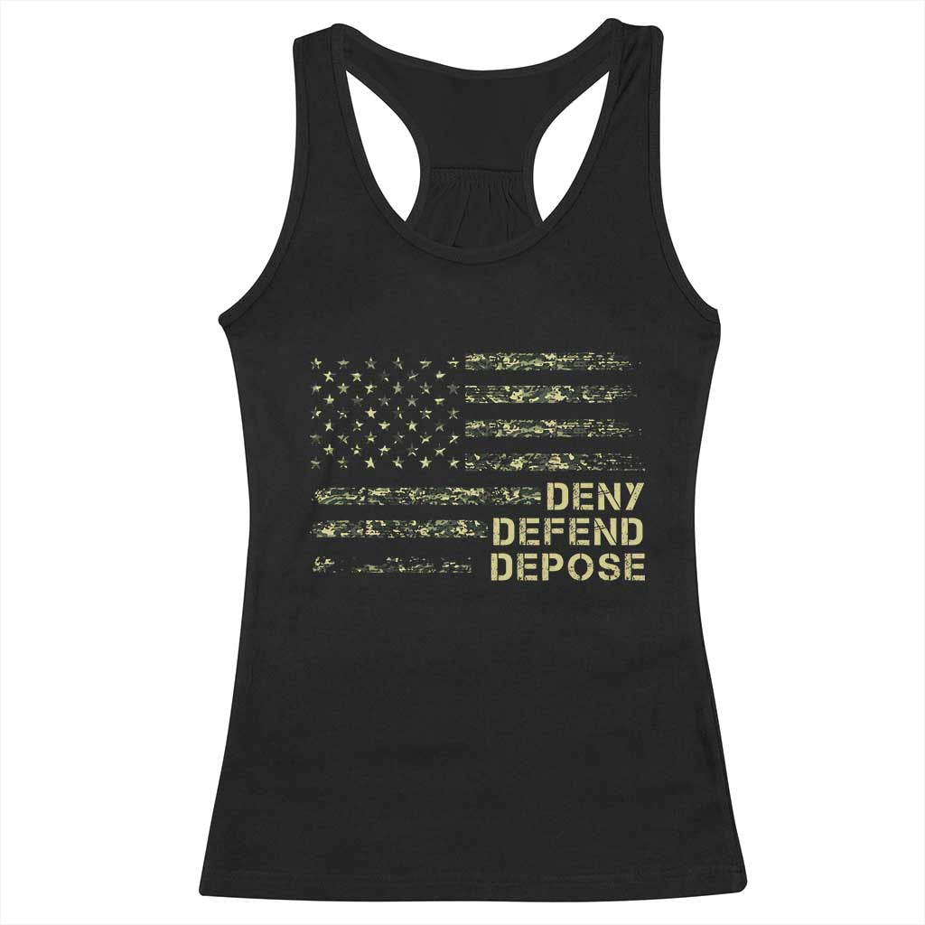 Deny Defend Depose Racerback Tank Top Camo American Flag TS09 Black Print Your Wear