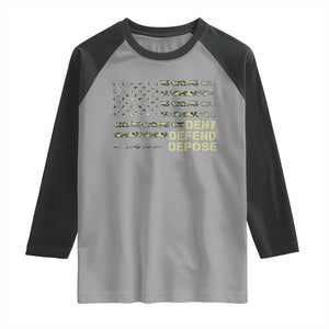 Deny Defend Depose Raglan Shirt Camo American Flag TS09 Sport Gray Black Print Your Wear