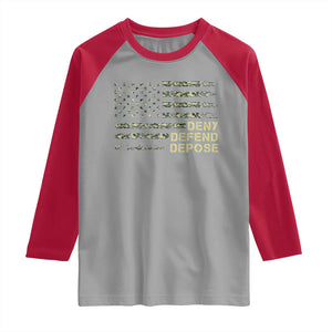 Deny Defend Depose Raglan Shirt Camo American Flag TS09 Sport Gray Red Print Your Wear