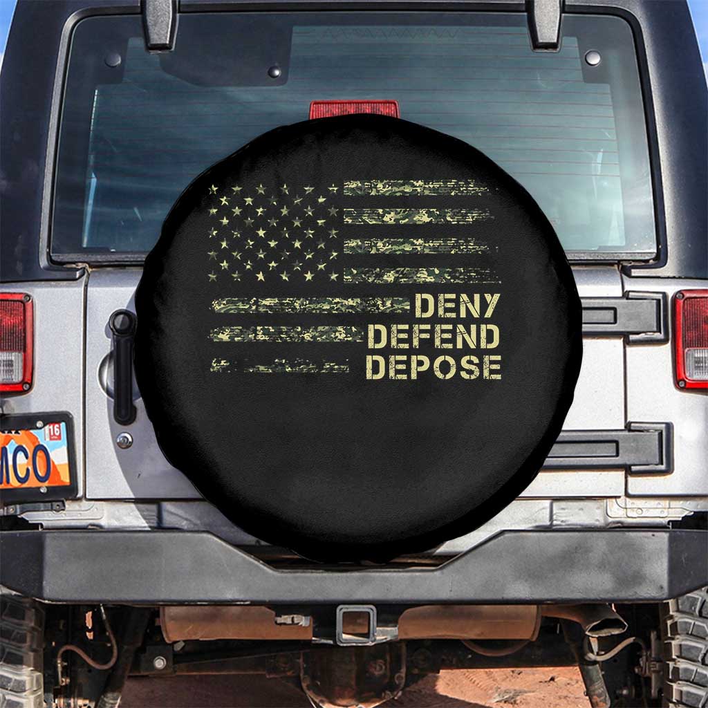 Deny Defend Depose Spare Tire Cover Camo American Flag TS09 No hole Black Print Your Wear