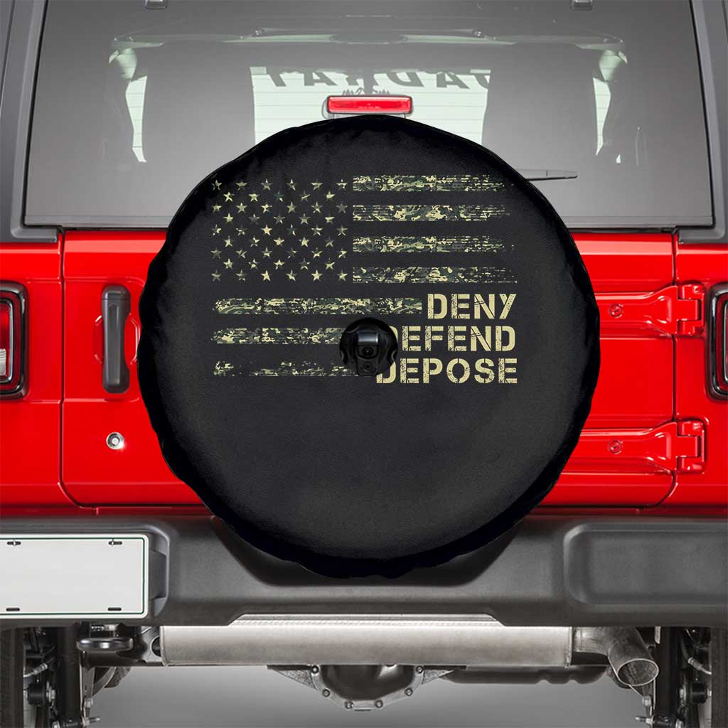 Deny Defend Depose Spare Tire Cover Camo American Flag TS09 Black Print Your Wear