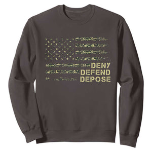 Deny Defend Depose Sweatshirt Camo American Flag TS09 Dark Chocolate Print Your Wear