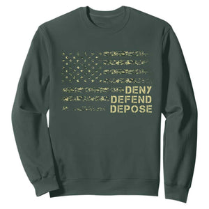Deny Defend Depose Sweatshirt Camo American Flag TS09 Dark Forest Green Print Your Wear