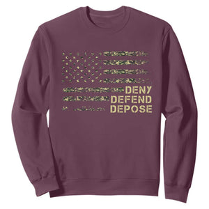 Deny Defend Depose Sweatshirt Camo American Flag TS09 Maroon Print Your Wear