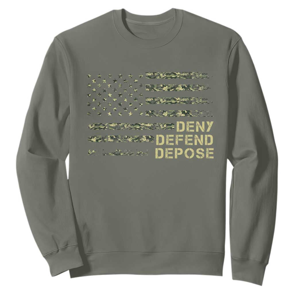 Deny Defend Depose Sweatshirt Camo American Flag TS09 Military Green Print Your Wear