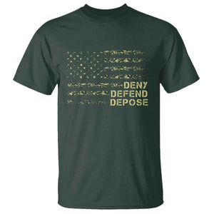 Deny Defend Depose T Shirt Camo American Flag TS09 Dark Forest Green Print Your Wear