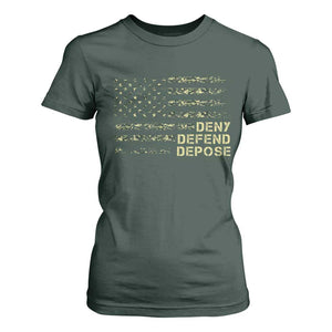 Deny Defend Depose T Shirt For Women Camo American Flag TS09 Dark Forest Green Print Your Wear